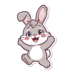 Obraz premium Cute Rabbit Mascot Character Kawaii Vector Illustration