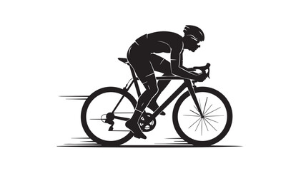 Fototapeta premium Black silhouette of cyclist riding a bicycle