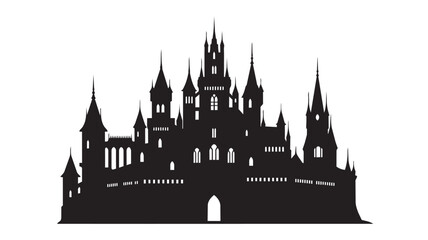 Black silhouette of a medieval castle © rockbd