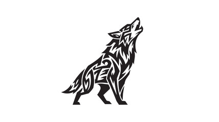 Black wolf howling with tribal pattern © rockbd
