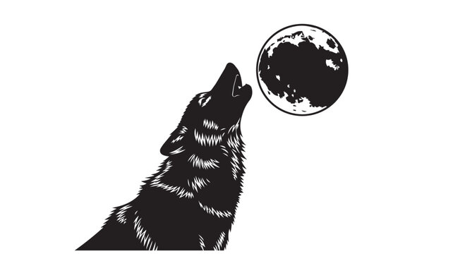 Wolf howling at the moon