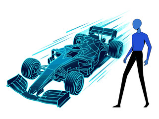 Fototapeta premium Futuristic Formula Race Car Blueprint Illustration