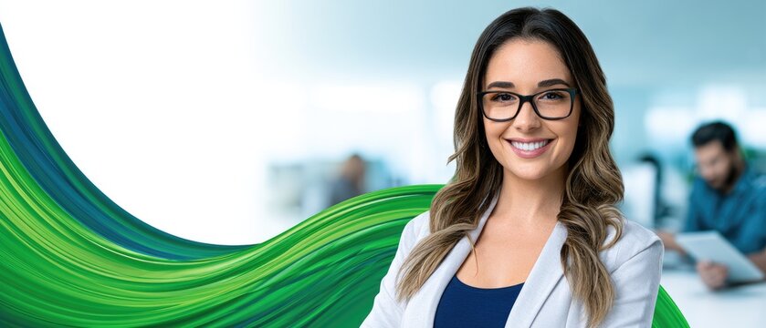 Smiling businesswoman in office.