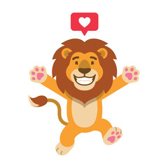 Fototapeta premium Smiling lion with heart symbol