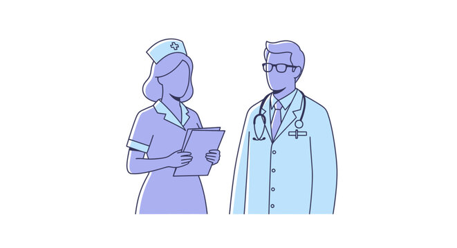 Doctor and nurse standing together.