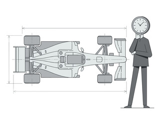 Fototapeta premium Top View Formula Racing Car Technical Illustration