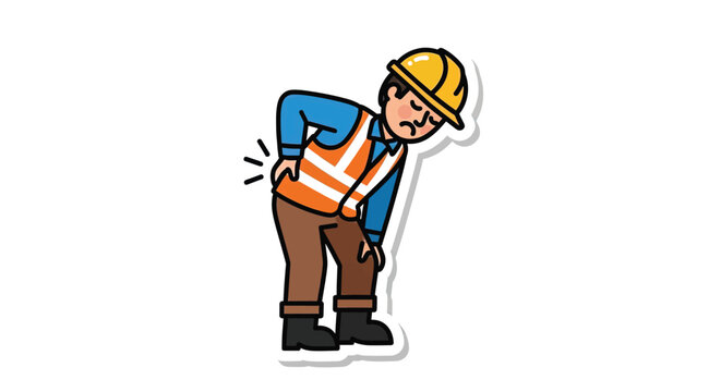 Man wearing hardhat with back pain.