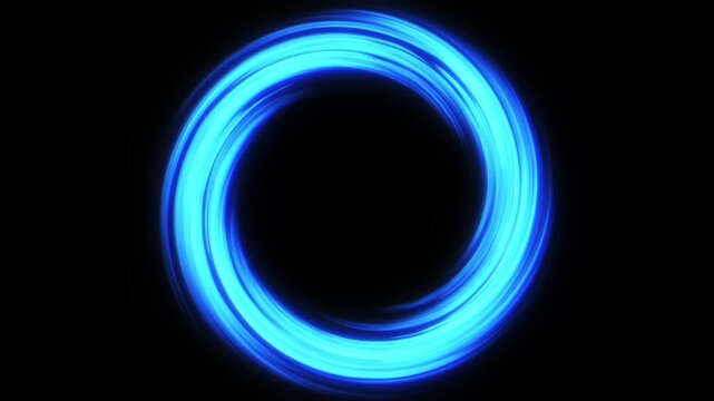 Bright glowing blue circular light on dark background