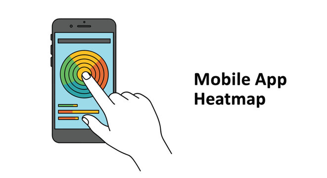 User interacting with a circular heatmap data visualization displayed on a modern mobile smartphone screen for analytical research.