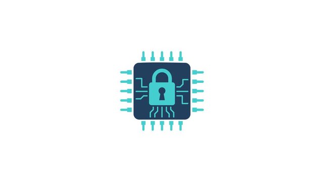 Microchip icon featuring a central padlock symbol represents the essential role of hardware-based encryption in modern computing systems and secure data architecture for digital infrastructure.