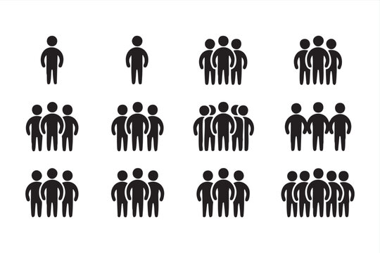 Human figure silhouette set for community population audience demographic and corporate graphics