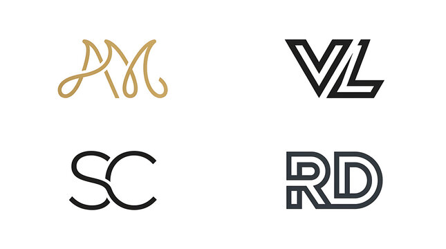 A collection of four modern and elegant logos on a white background
