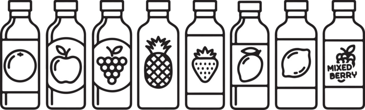 Vector illustration of eight different wine bottles isolated on white Vector