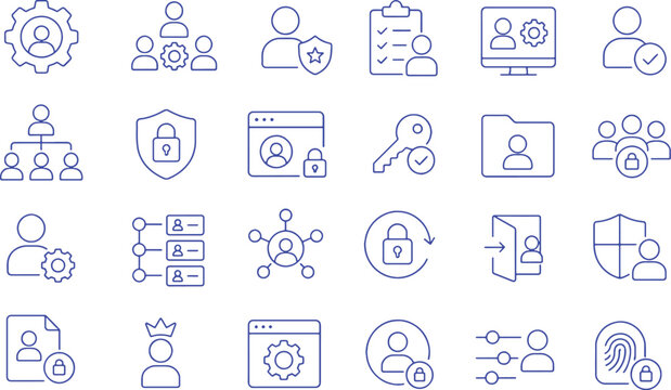 User permission management icon set minimalist line art security vector collection