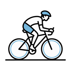 Naklejka premium Cyclist riding bike with thumbs up flat design vector for sports and fitness