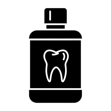 Dental hygiene app icon with tooth and power button flat design vector