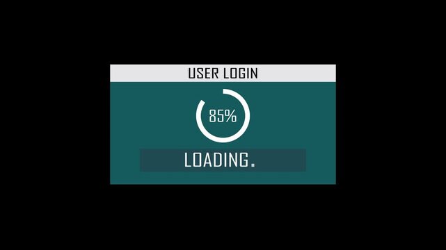 technical error window animation with user login progress and warning icon in 4k. cybersecurity warning screen with login animation and red alert message overlay.