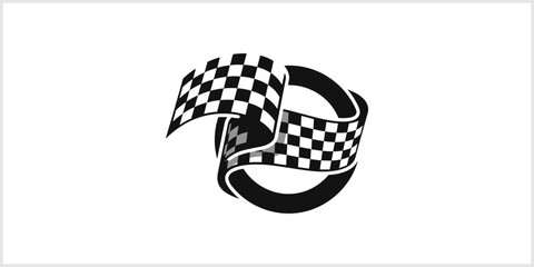 Fototapeta premium Checkered Flag Wrapped Around a Ring