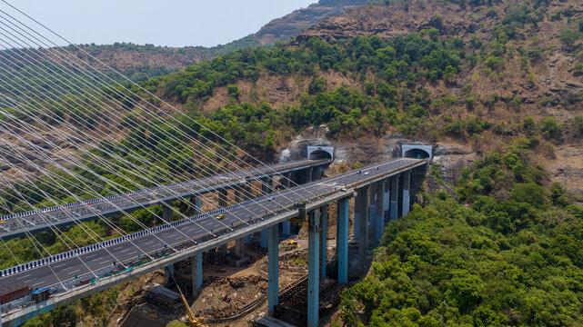 Mumbai Pune Expressway Missing Link Aerial Drone View
Drone Shot of Mumbai Pune Missing Link Bridge