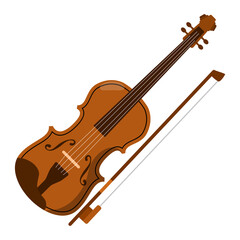 Fototapeta premium Classic violin with bow musical instrument illustration