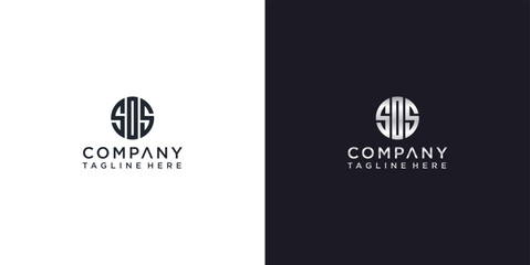 Fototapeta premium Modern SOS Letter Company Logo Design on Isolated White and Dark Backgrounds, Professional Abstract Emblem