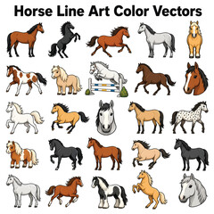Fototapeta premium Colorful Horse Line Art Illustration for Modern Design