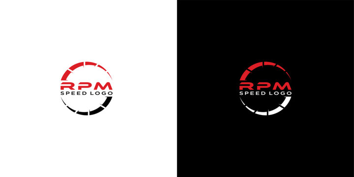 Modern Automotive RPM Speed Measurement Logo with Circular Tachometer Design