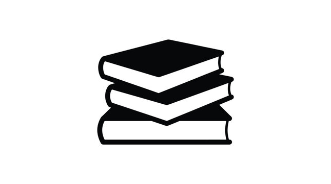 Vector illustration of stacked closed books in neat pile arrangement symbolizing knowledge, education, literature, study, academic resources, and learning materials isolated black and white design
