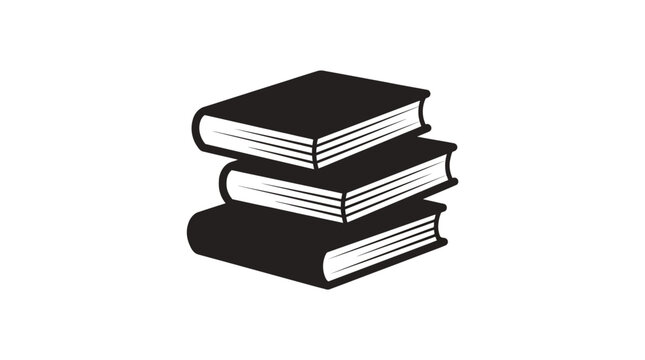 Vector illustration of stacked closed books in neat pile arrangement symbolizing knowledge, education, literature, study, academic resources, and learning materials isolated black and white design