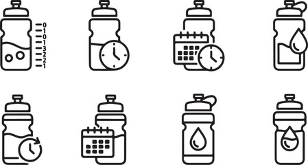 Fototapeta premium Set of eight simple water jugs and bottles vector icons Vector