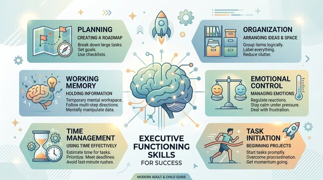 Executive Function Skills ADHD Therapy Infographic