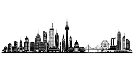 Fototapeta premium Minimal Panorama City Silhouette Vector for Creative Projects