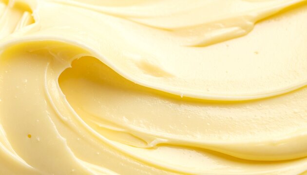 Photorealistic butter texture with creamy pale yellow folds and glossy highlights