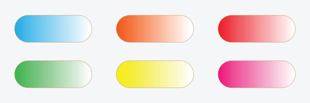 Action button web templates icon vector simple graphic flat illustration set, rectangle and rounded interface elements empty blank orange red blue green purple color minimal modern image . EPS 10 .