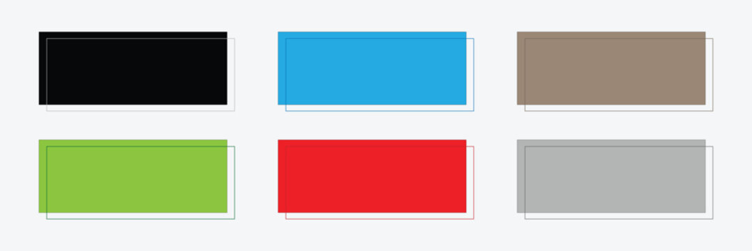 Action button web templates icon vector simple graphic flat illustration set, rectangle and rounded interface elements empty blank orange red blue green purple color minimal modern image . EPS 10 .