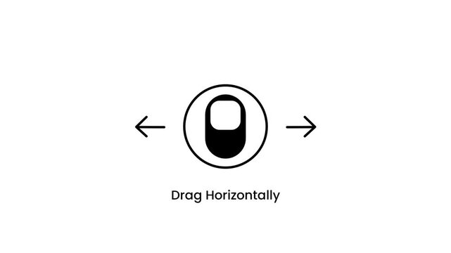 A scroll wheel or oval icon with left and right arrows labeled Drag Horizontally showing a bidirectional horizontal scroll gesture