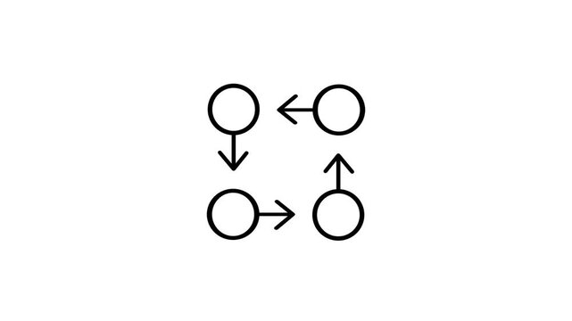 Two circular arrow icons with directional arrows forming a swap or exchange symbol representing a multi-pointer swap gesture