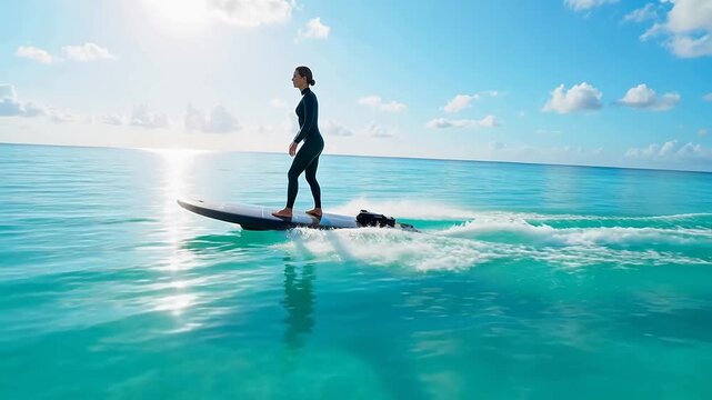 Carbonflyer eFoil Gliding Over Turquoise Waves