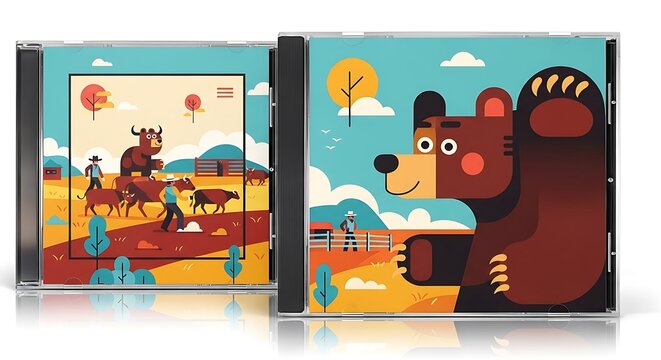 Vector illustration of a friendly bear on a western ranch
