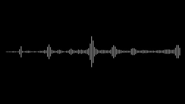 Audio spectrum wave effect, Wave form Audio Isolated on transparent background. White audio waveform spectrum animation, alpha channel, 