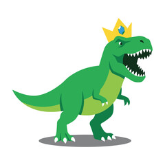Naklejka premium Green dinosaur wearing crown