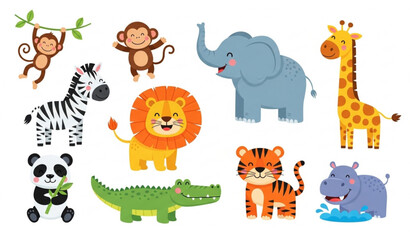 Collection of wild jungle and safari animal characters for children © Crafts Home