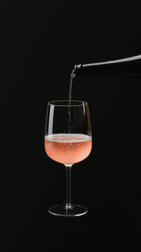 Pink sparkling wine continuous pour demonstrating precise carbonation dynamics and elegant beverage execution.