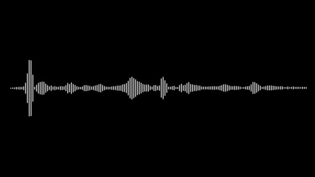 Audio spectrum wave effect, Wave form Audio Isolated on transparent background. White audio waveform spectrum animation, alpha channel, 