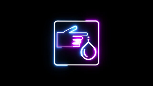 Neon glowing medical blood test icon animation.