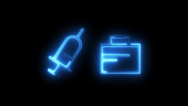 Neon glowing vaccination icon animation.