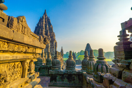 Prambanan Temple, a magnificent 9th-century Hindu temple complex in Yogyakarta, Indonesia. This UNESCO World Heritage Site is the largest Hindu temple compound in Indonesia, dedicated to the Trimurti.