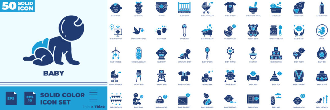 Baby Solid Color Editable Icons set
