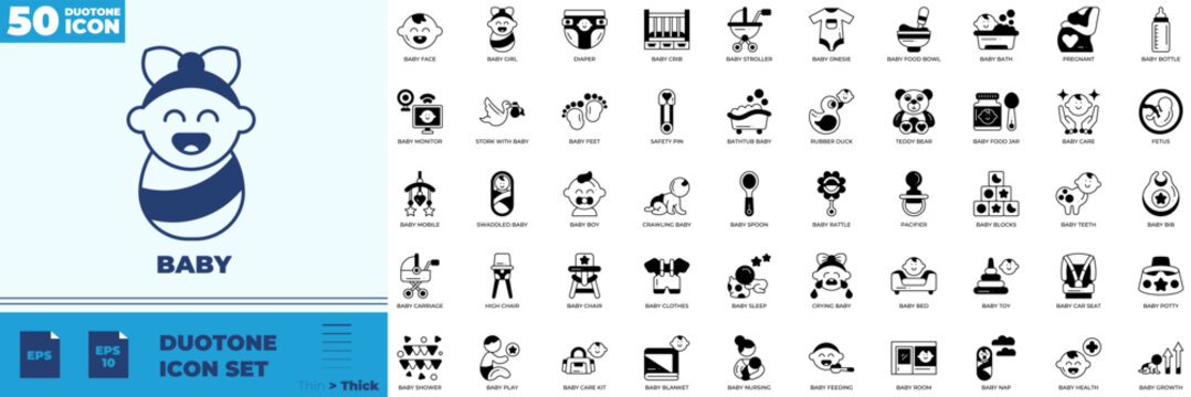 Baby Duotone  Editable Icons set