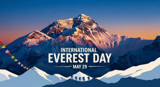 Mount everest celebration banner for international everest day may 29